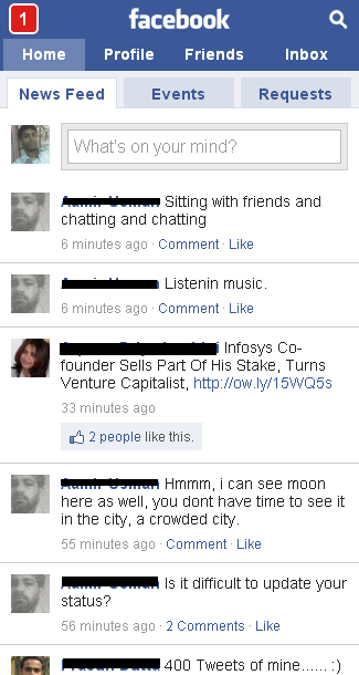 Facebook touch widget nokia